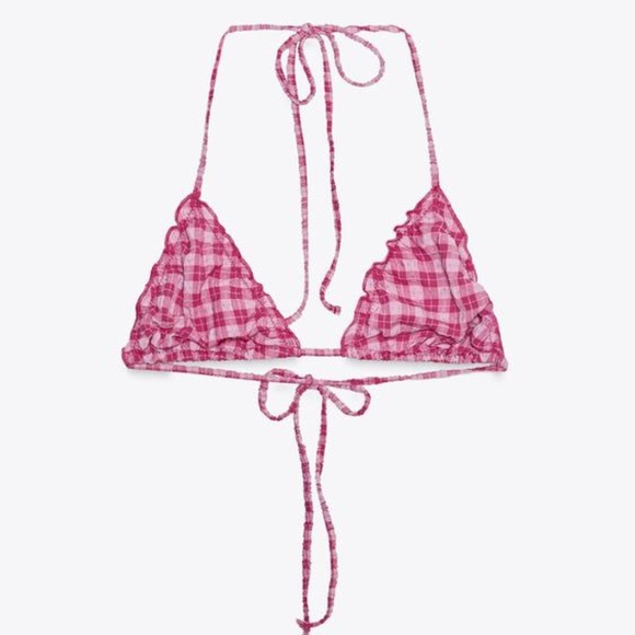 Zara Checkered Triangle Bikini Top - Picture 1 of 3